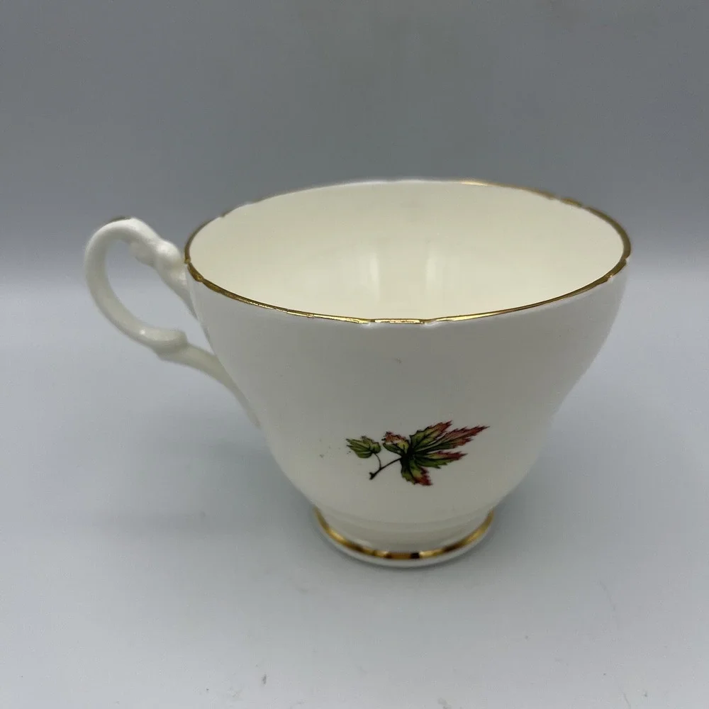 Vintage Regency Cup Saucer Bone China Footed England Fall Maple Leaf Flower Gold